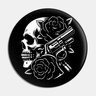 skull, roses and gun Pin