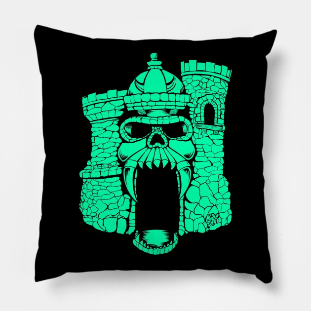 Broskull Logo V.2 Classic Green Castle with Small Name Hidden Pillow by CastleBroskull