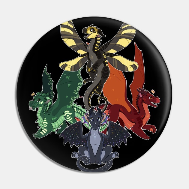 Wings of Fire - The Next Generation - Bumblebee, Peacemaker, Cliff, Auklet Pin by Biohazardia