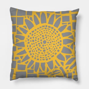 Sunflower Mosaic Yellow Line Pillow