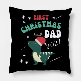 First Christmas as a Dad, cute christmas dinosour new baby born design Pillow