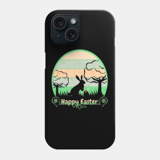 Happy Easter Bunny Retro Sunset Badge Minty Green Edition Phone Case