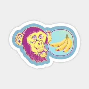 Chimpanzee with bunch of bananas Magnet