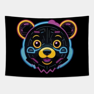 neon cyberpunk bear Tapestry