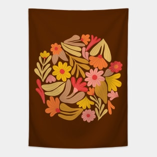 Bright happy flowers in brown and yellow Tapestry