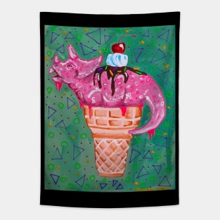 Strawberry Triceratops Ice Cream Cone Tapestry