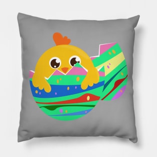 Cute Chick in Colourful Eggshell Pillow