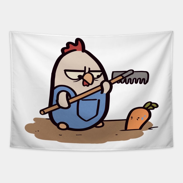 Angry Chicken Farmer Tapestry by ThumboArtBumbo