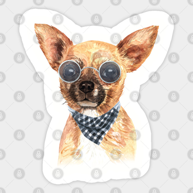 Cute Chihuahua Dog Watercolor Painting Watercolor Painting