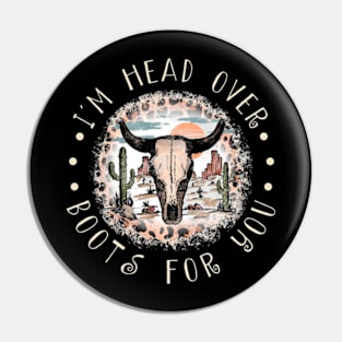 I'm Head Over Boots For You Cactus Leopard Bull-Skull Deserts Pin