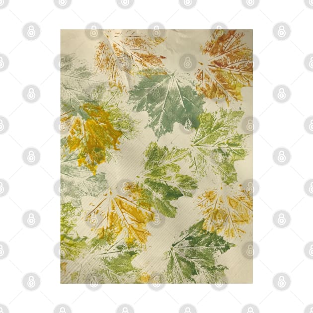 Maple Leaves Hand Painted in bayberry, mustard and ivory by djrunnels