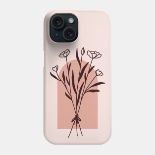 Abstract botanical Wildflower Poppy One Line Art Flowers Phone Case