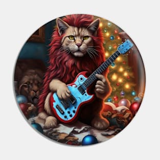 nightmare Christmas cat playing guitar Pin