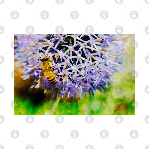 Bee On Small Globe Thistle 4 by Robert Alsop