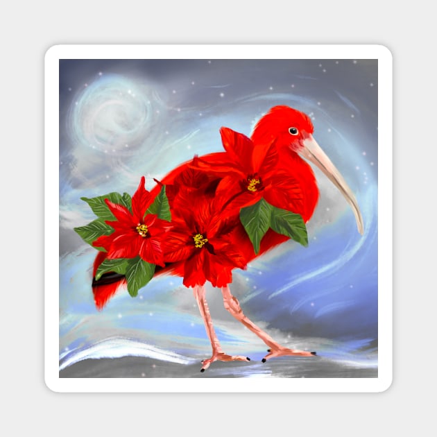 Scarlet Ibis + Poinsettia Magnet by mkeeley