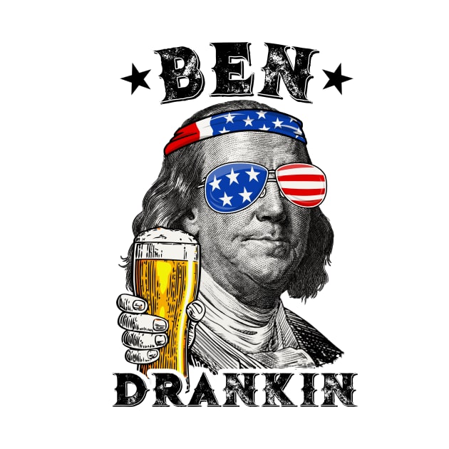 4th of July Shirt, Funny American Shirt, Ben Drankin, Beer Drinking Gift, Ben Franklin T-shirt for men and women by mittievance