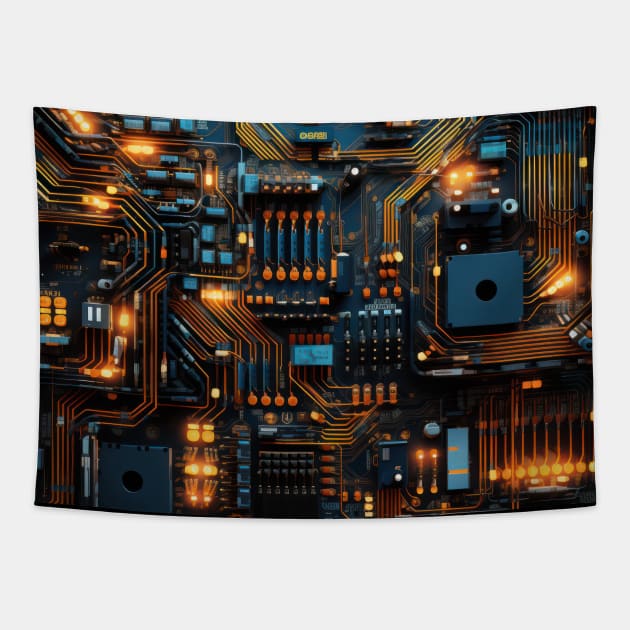 Cyber Circuit Cityscape Tapestry by star trek fanart and more