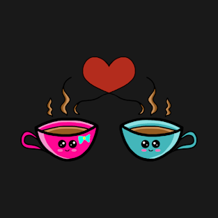 Kawaii Cute Coffee Couple In Love T-Shirt