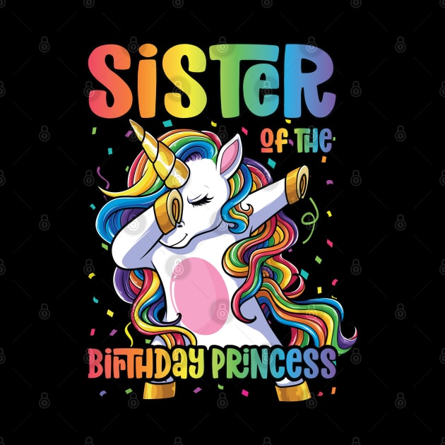 Sister of the Birthday Princess Dabbing Unicorn Girl by Pennelli Studio