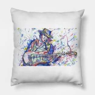 STEVIE RAY VAUGHAN- watercolor portrait .4 Pillow