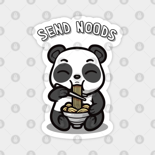 Kawaii Panda Eating Ramen Send Noods Funny Kawaii Panda White Magnet by AstroWolfStudio