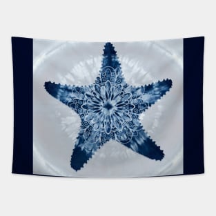 Starfish Mandala Indigo Blue Tie Dye Tapestry