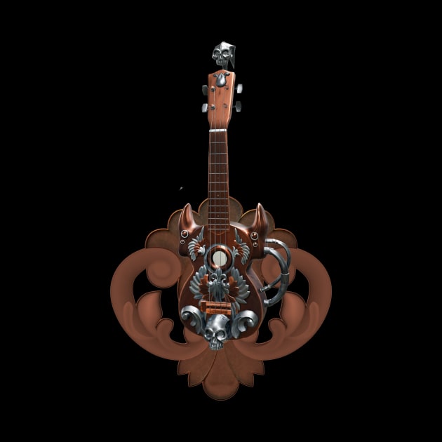 Awesome steampunk guitar with skulls by Nicky2342