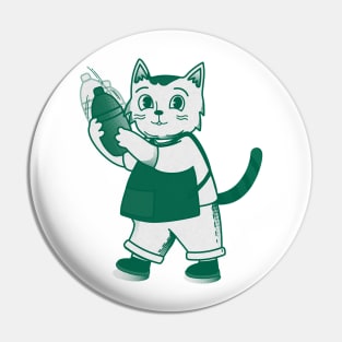 Barista Bartender Cat with Shaker Pin