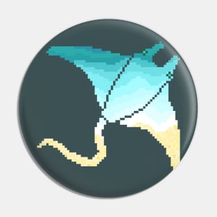 Modern Pixel Sea Manta Ray Pin