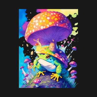 Mushroom land colorful toad lots of pretty colors soft color palette vintage tone T-Shirt