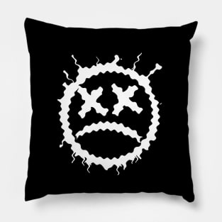 Graffiti sad emoticon | Sprayed smiley emoji, White Pillow