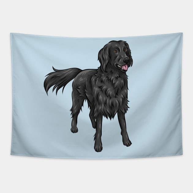 Flat Coated Retriever Dog Tapestry by Shirin Illustration