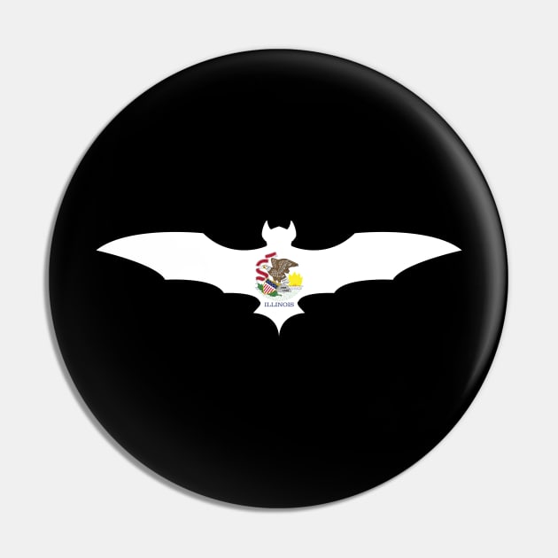 Illinois Bat Flag Pin by Wickedcartoons