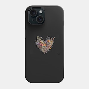 Floral Garden Botanical Print with wild flowers Heart Valentines Phone Case