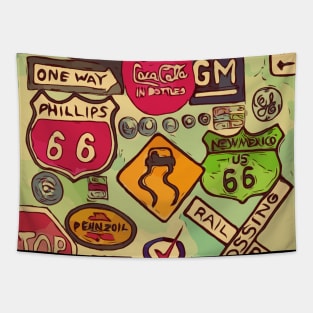 Road signs on Route 66 Tapestry