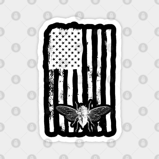 Cicada Line in White Distressed US Flag for Cicada Summer product Magnet by creative