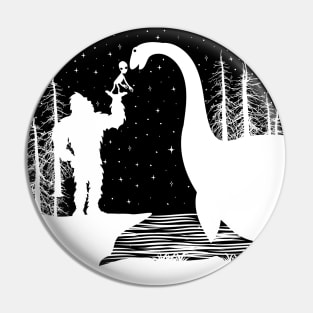 Bigfoot Loch ness Monster Funny Alien Pin