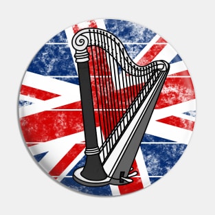 Harp UK Flag Britain Harpist British Musician Pin