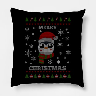 Penguin Ugly Christmas Sweater Pillow