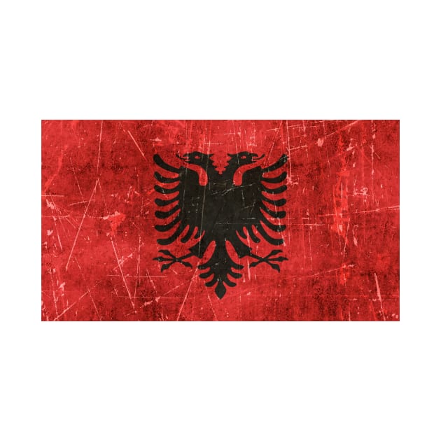 Vintage Aged and Scratched Albanian Flag by jeffbartels