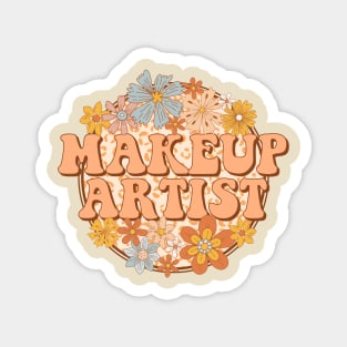 Retro Makeup Artist Floral Design Gift Magnet