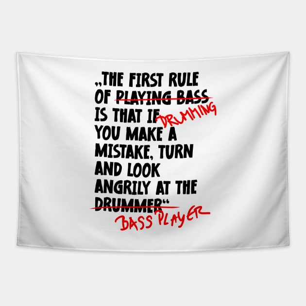 The First Rule Of Drumming Tapestry by jodotodesign