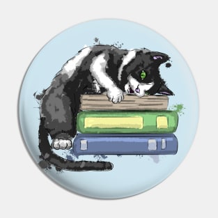 Funny cat with books Pin