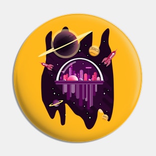 Science Fiction Space Colony Pin