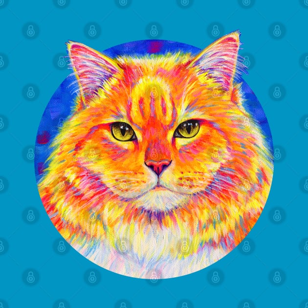 Colorful Orange Tabby Cat by rebeccawangart