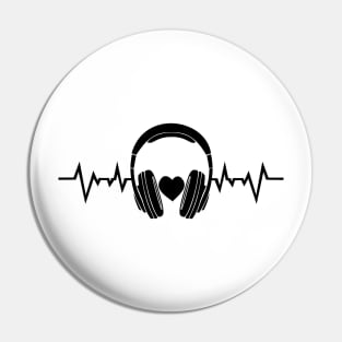 Music Heartbeat Sound Love Headphones Heart Rate Pin