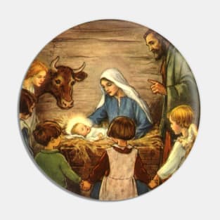 Vintage Christmas Nativity Scene Pin