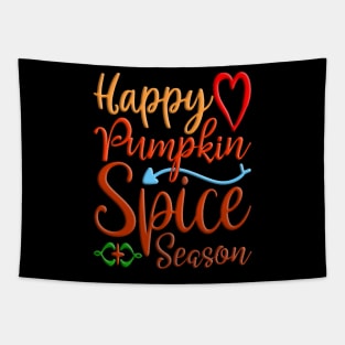 Happy Pumpkin Spice Season, colorful autumn, fall seasonal design Tapestry