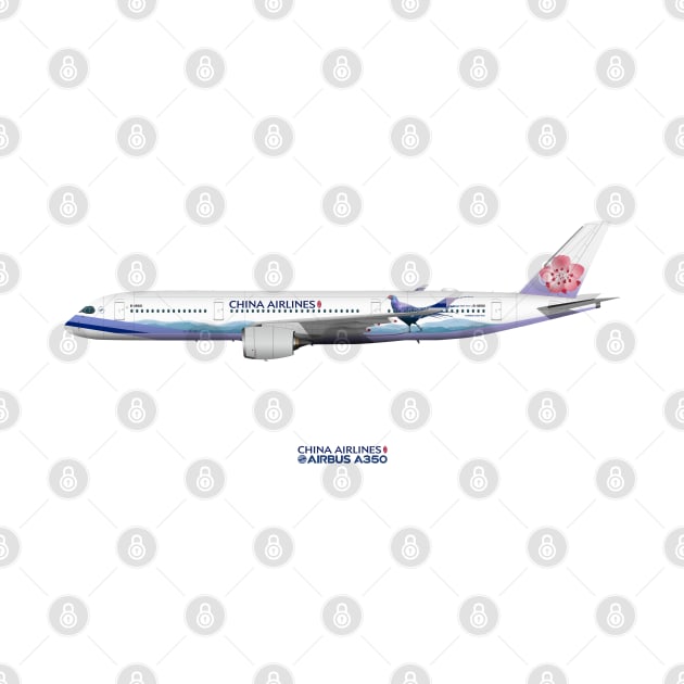 Illustration of China Airlines First Airbus A350 by SteveHClark