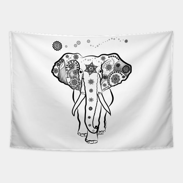 Elephant and Mandalas Tapestry by leeloolook